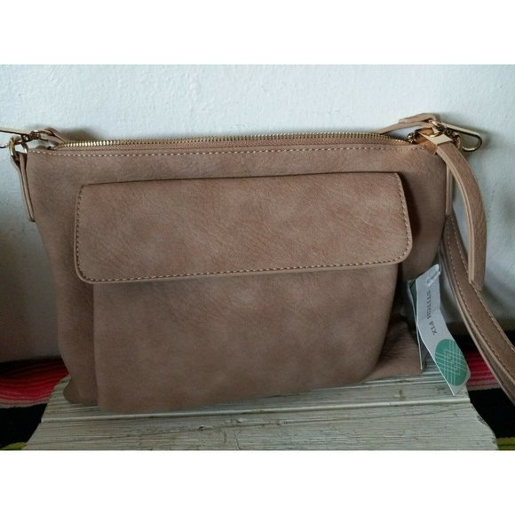 Shiraleah Handbags - StitchFix SHIRALEAH JESSE CROSSBODY SHOULDER BAG Purse TAN NWT Vegan Leather Zip